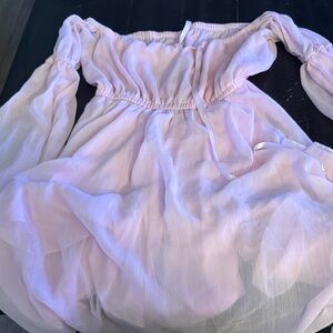 Off-Shoulder Pink Chiffon Dress